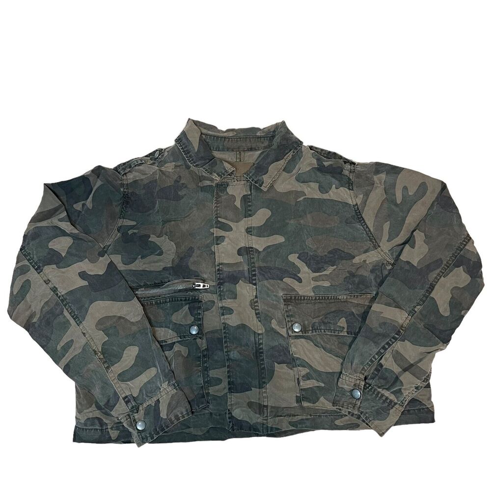 Blank NYC Jacket Womens Medium Green Camo‎ Military Lyocell Full Zip Gorpcore